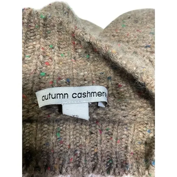 Autumn Cashmere 'Fair Isle' Brown Cashmere Cashmere Turtleneck Sweater Size XS - Picture 4 of 5